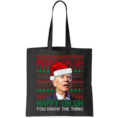 Merry Uh You Know The Thing Confused Joe Biden Funny Ugly Christmas Bag