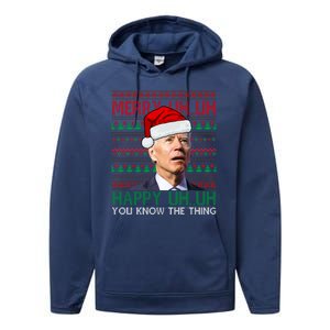 Merry Uh You Know The Thing Confused Joe Biden Funny Ugly Christmas Performance Fleece Hoodie