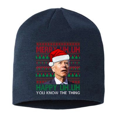 Merry Uh You Know The Thing Confused Joe Biden Funny Ugly Christmas Sustainable Beanie