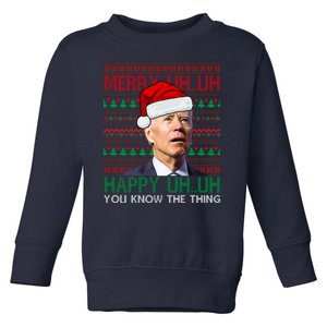 Merry Uh You Know The Thing Confused Joe Biden Funny Ugly Christmas Toddler Sweatshirt