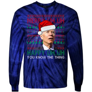 Merry Uh You Know The Thing Confused Joe Biden Funny Ugly Christmas Tie-Dye Long Sleeve Shirt