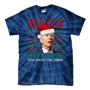 Merry Uh You Know The Thing Confused Joe Biden Funny Ugly Christmas Tie-Dye T-Shirt