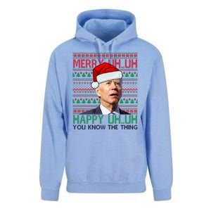 Merry Uh You Know The Thing Confused Joe Biden Funny Ugly Christmas Unisex Surf Hoodie