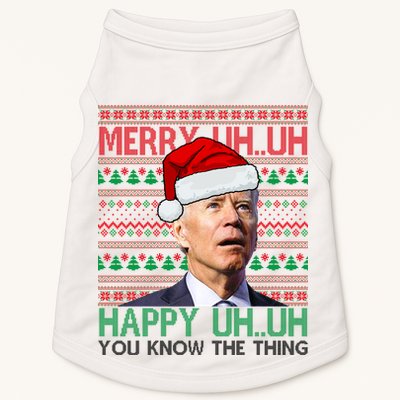 Merry Uh You Know The Thing Confused Joe Biden Funny Ugly Christmas Doggie Tank