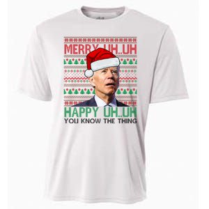 Merry Uh You Know The Thing Confused Joe Biden Funny Ugly Christmas Cooling Performance Crew T-Shirt