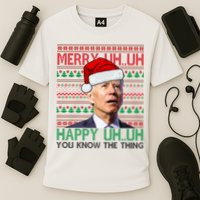 Merry Uh You Know The Thing Confused Joe Biden Funny Ugly Christmas Cooling Performance Crew T-Shirt