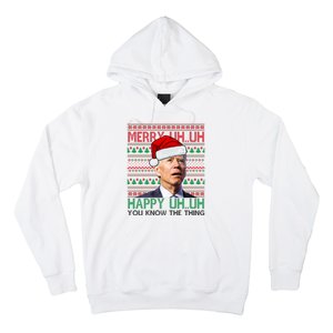 Merry Uh You Know The Thing Confused Joe Biden Funny Ugly Christmas Hoodie