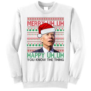 Merry Uh You Know The Thing Confused Joe Biden Funny Ugly Christmas Sweatshirt