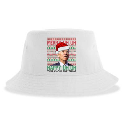 Merry Uh You Know The Thing Confused Joe Biden Funny Ugly Christmas Sustainable Bucket Hat