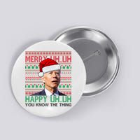 Merry Uh You Know The Thing Confused Joe Biden Funny Ugly Christmas Button