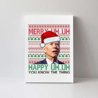 Merry Uh You Know The Thing Confused Joe Biden Funny Ugly Christmas Canvas