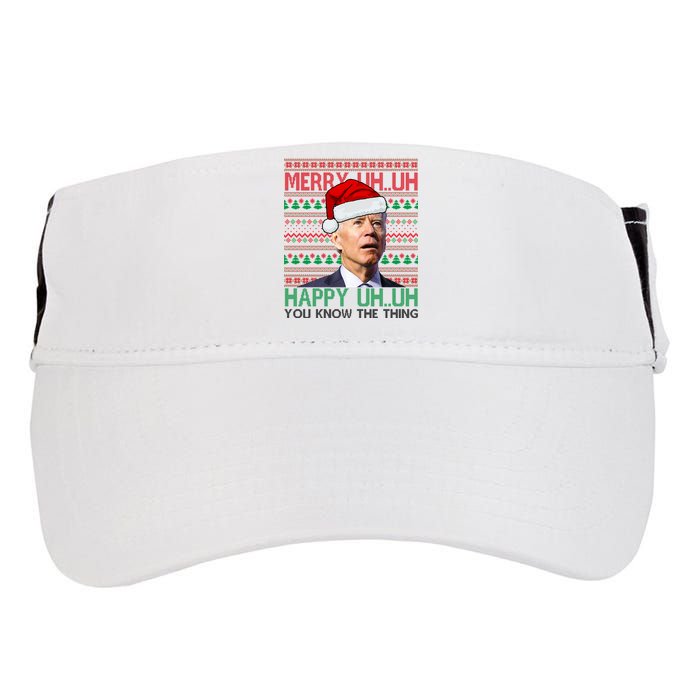 Merry Uh You Know The Thing Confused Joe Biden Funny Ugly Christmas Adult Drive Performance Visor