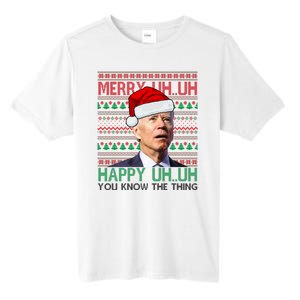 Merry Uh You Know The Thing Confused Joe Biden Funny Ugly Christmas Tall Fusion ChromaSoft Performance T-Shirt