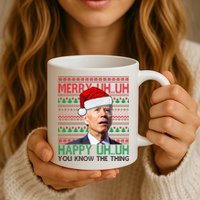 Merry Uh You Know The Thing Confused Joe Biden Funny Ugly Christmas Mug