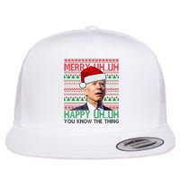 Merry Uh You Know The Thing Confused Joe Biden Funny Ugly Christmas Flatbill Hat