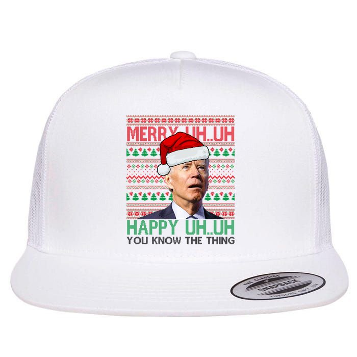Merry Uh You Know The Thing Confused Joe Biden Funny Ugly Christmas Flatbill Hat