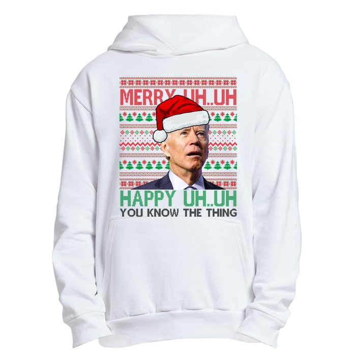 Merry Uh You Know The Thing Confused Joe Biden Funny Ugly Christmas Urban Pullover Hoodie