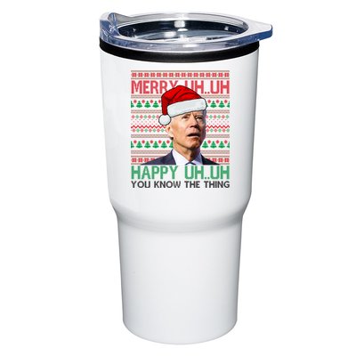 Merry Uh You Know The Thing Confused Joe Biden Funny Ugly Christmas Tumbler