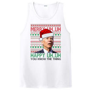 Merry Uh You Know The Thing Confused Joe Biden Funny Ugly Christmas PosiCharge Competitor Tank