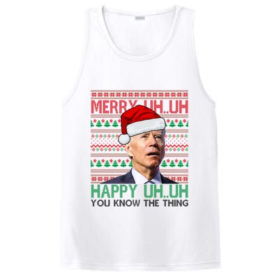 Merry Uh You Know The Thing Confused Joe Biden Funny Ugly Christmas PosiCharge Competitor Tank