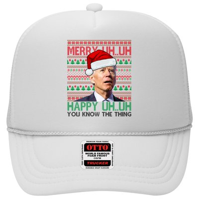 Merry Uh You Know The Thing Confused Joe Biden Funny Ugly Christmas Trucker Hat