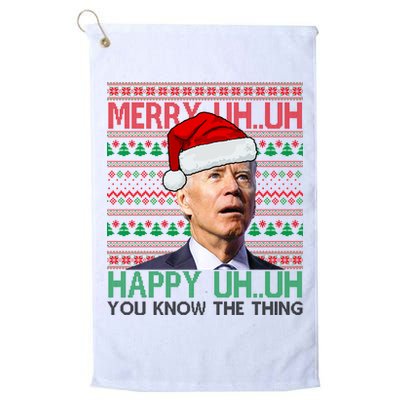 Merry Uh You Know The Thing Confused Joe Biden Funny Ugly Christmas Golf Towel