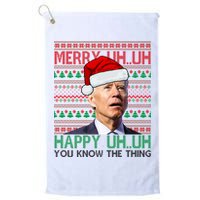 Merry Uh You Know The Thing Confused Joe Biden Funny Ugly Christmas Golf Towel