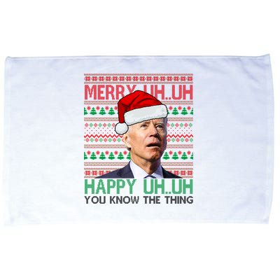 Merry Uh You Know The Thing Confused Joe Biden Funny Ugly Christmas Microfiber Hand Towel