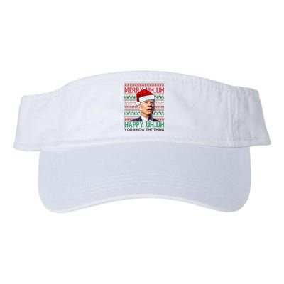 Merry Uh You Know The Thing Confused Joe Biden Funny Ugly Christmas Valucap Bio-Washed Visor