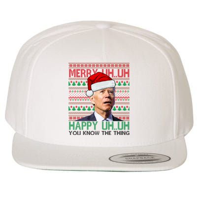 Merry Uh You Know The Thing Confused Joe Biden Funny Ugly Christmas Wool Snapback Cap