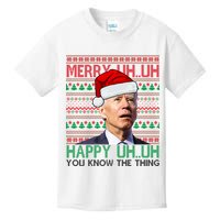 Merry Uh You Know The Thing Confused Joe Biden Funny Ugly Christmas Kids T-Shirt