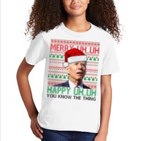 Merry Uh You Know The Thing Confused Joe Biden Funny Ugly Christmas Kids T-Shirt