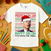 Merry Uh You Know The Thing Confused Joe Biden Funny Ugly Christmas Kids T-Shirt