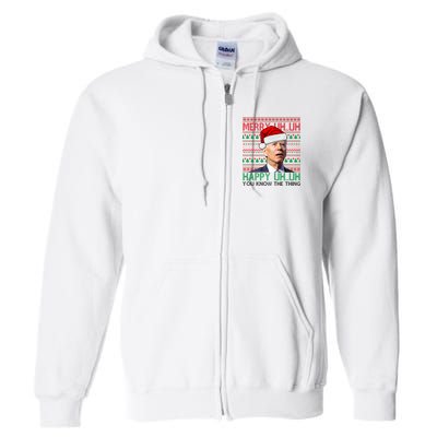 Merry Uh You Know The Thing Confused Joe Biden Funny Ugly Christmas Full Zip Hoodie