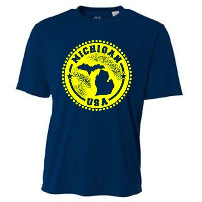 Michigan USA Yellow Logo Cooling Performance Crew T-Shirt