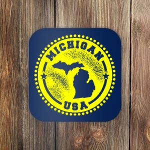 Michigan USA Yellow Logo Coaster