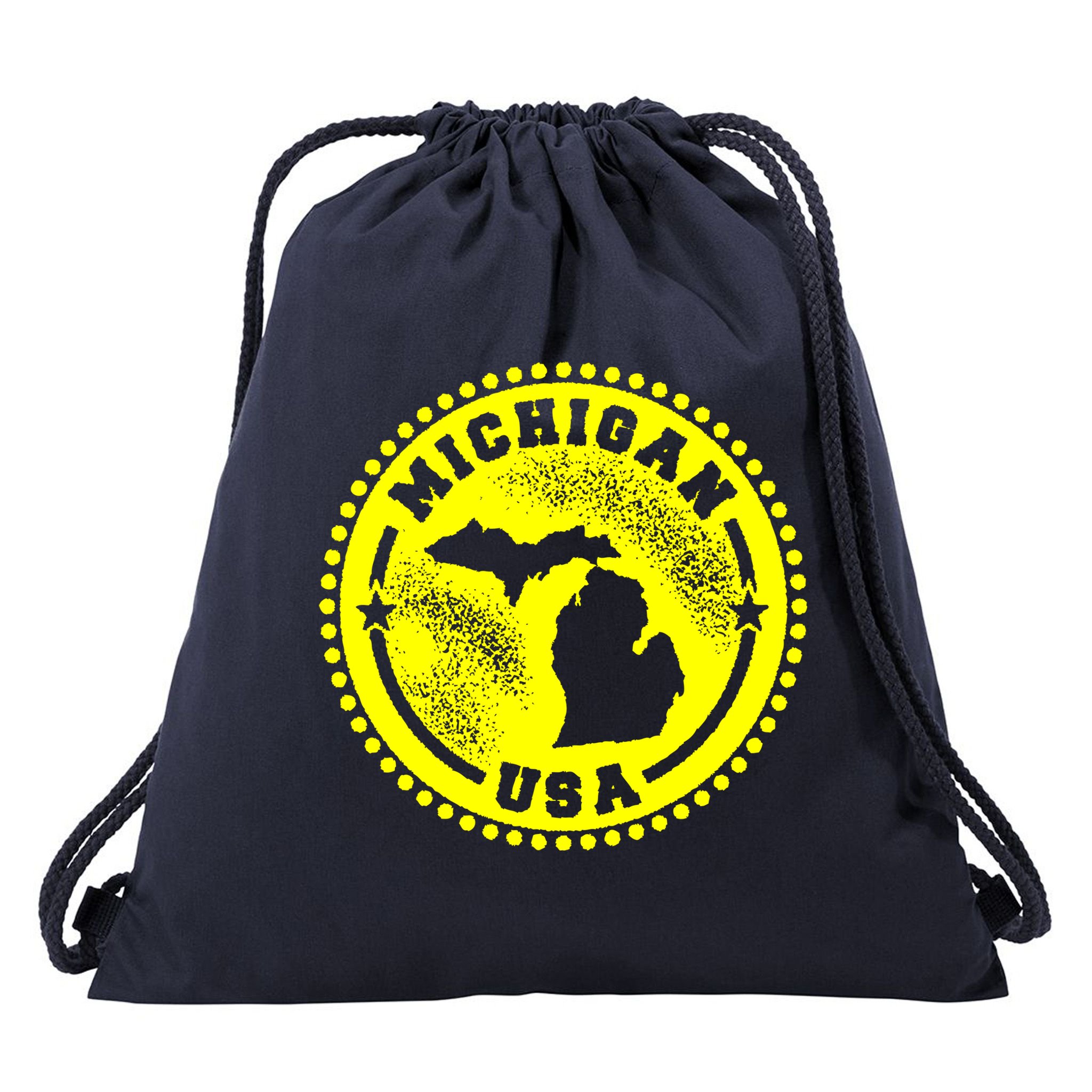 Michigan USA Yellow Logo Drawstring Bag