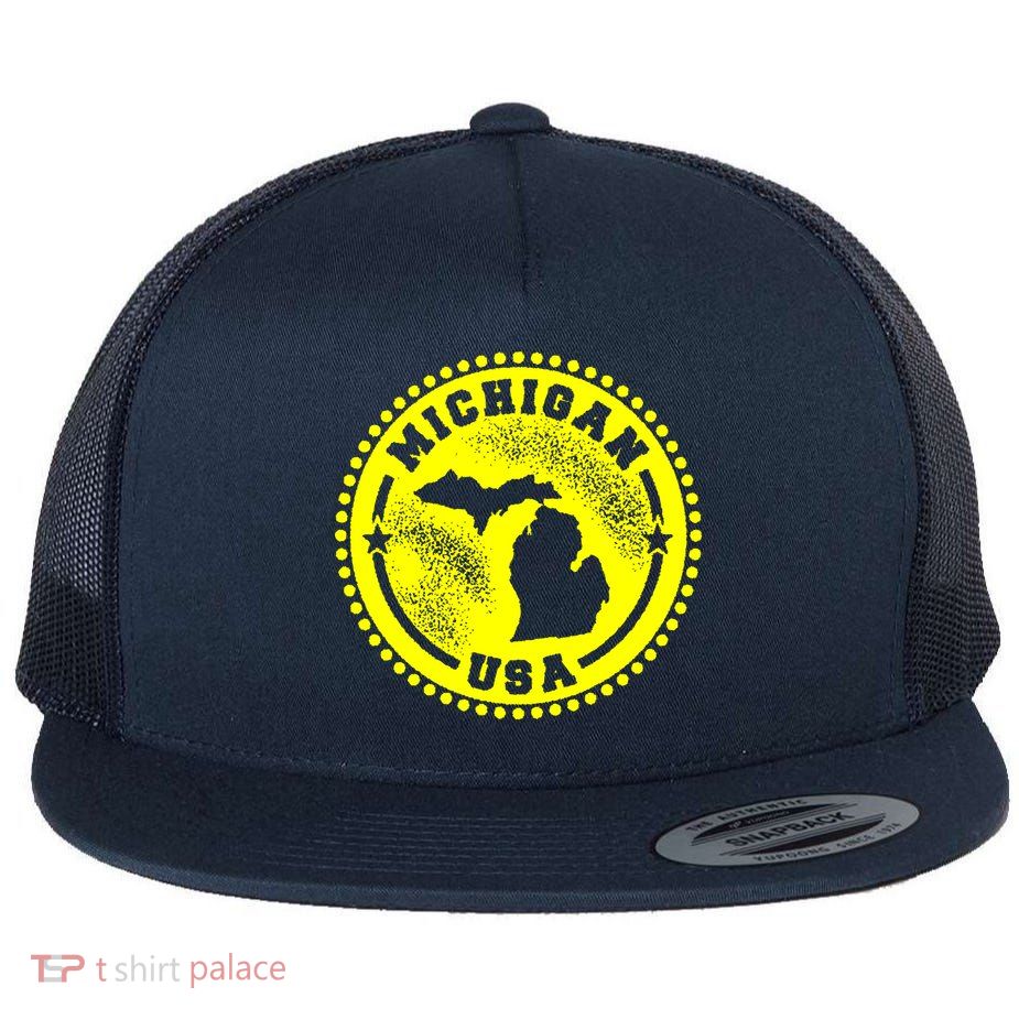 Michigan USA Yellow Logo Flatbill Hat