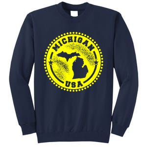 Michigan USA Yellow Logo Tall Sweatshirt