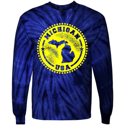 Michigan USA Yellow Logo Tie-Dye Long Sleeve Shirt