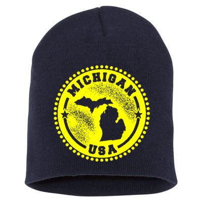 Michigan USA Yellow Logo Short Acrylic Beanie