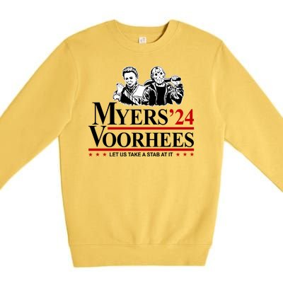 Myers Voorhees 24 Let Us Take A Stab At It Funny Scary Premium Crewneck Sweatshirt