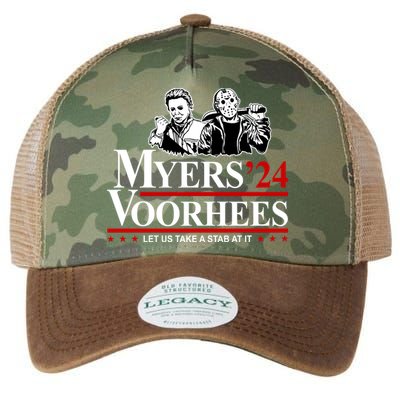 Myers Voorhees 24 Let Us Take A Stab At It Funny Scary Legacy Tie Dye Trucker Hat