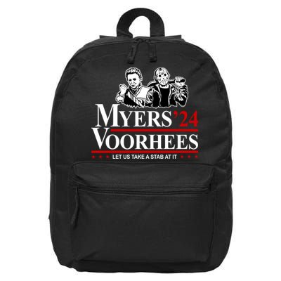 Myers Voorhees 24 Let Us Take A Stab At It Funny Scary 16 in Basic Backpack