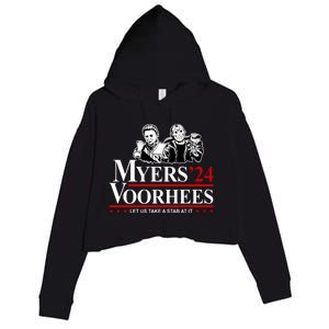 Myers Voorhees 24 Let Us Take A Stab At It Funny Scary Crop Fleece Hoodie