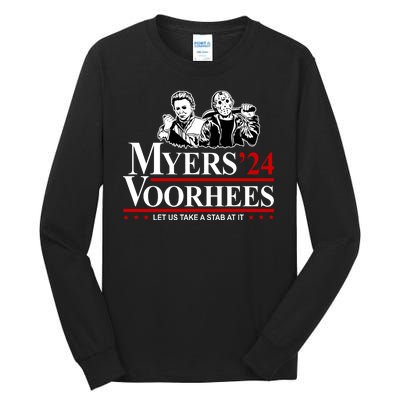 Myers Voorhees 24 Let Us Take A Stab At It Funny Scary Tall Long Sleeve T-Shirt