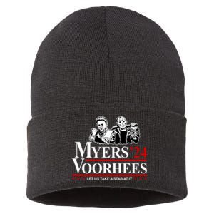 Myers Voorhees 24 Let Us Take A Stab At It Funny Scary Sustainable Knit Beanie