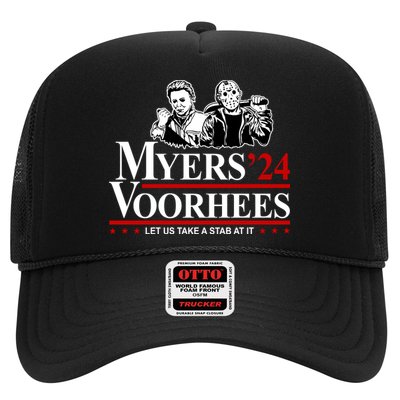 Myers Voorhees 24 Let Us Take A Stab At It Funny Scary Trucker Hat