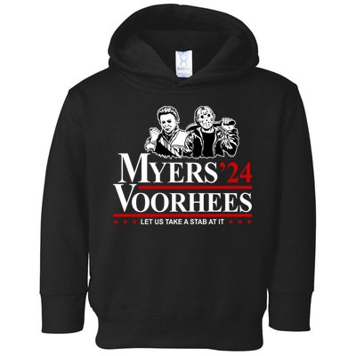 Myers Voorhees 24 Let Us Take A Stab At It Funny Scary Toddler Hoodie