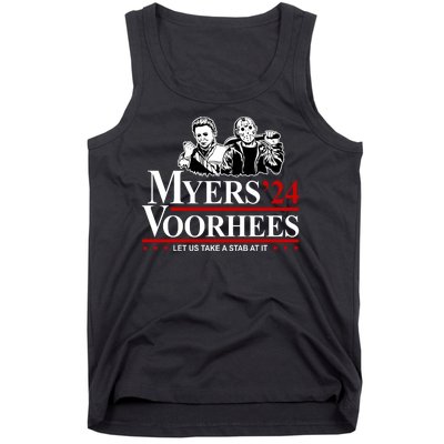 Myers Voorhees 24 Let Us Take A Stab At It Funny Scary Tank Top